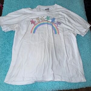Grateful Dead Dancing‎ Bears Rainbow Graphic Print T-Shirt White Love Peace
